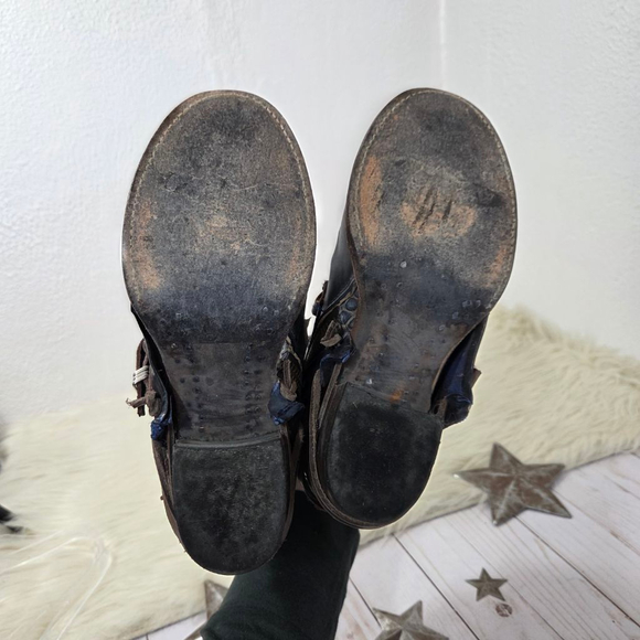 Freebird Crue Ankle boots navy multi dark blue strappy leather booties women's 7 - Picture 8 of 10